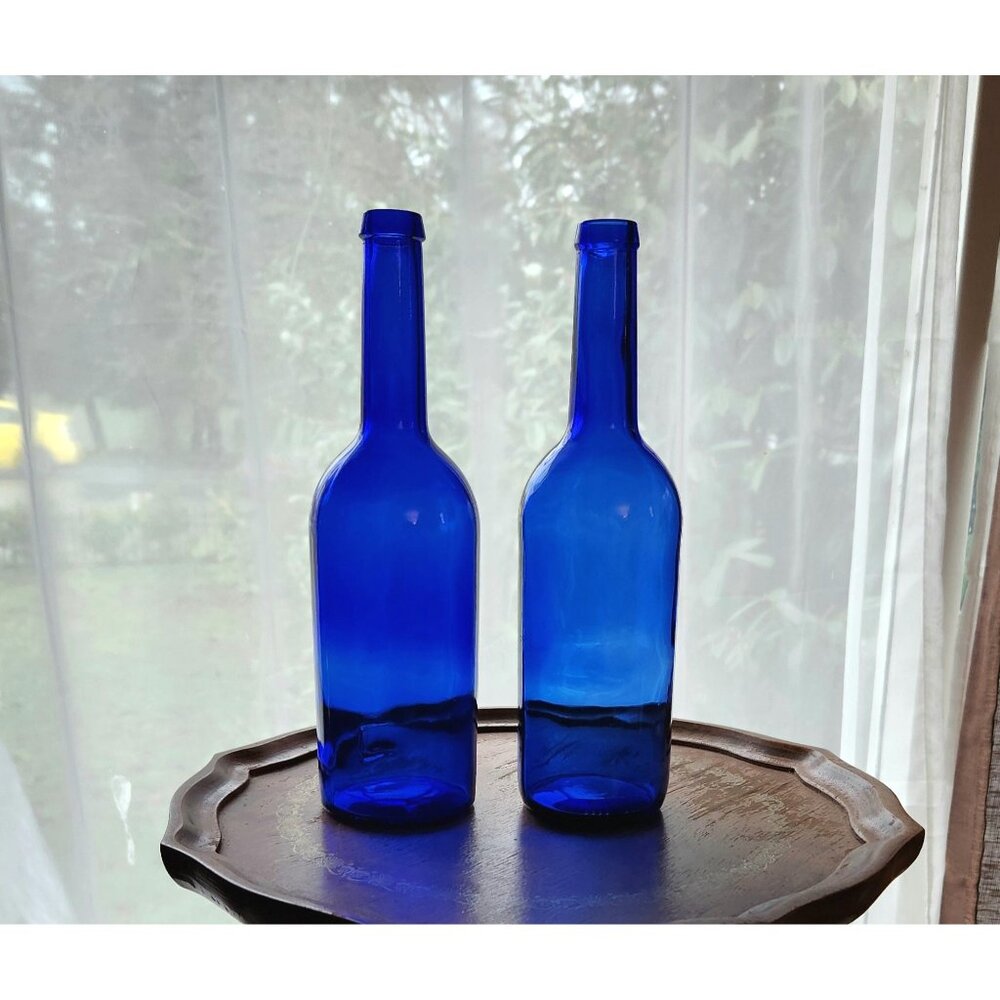 2 Cobalt Blue John Harvey Wine Bottles Vase